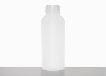 Round bottle fluorinated: 1,0 liter, colour: natural