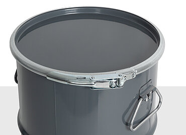 Stahlblech Hobbock zyl.: 30,0 Liter, Farbe: grau RAL 7012