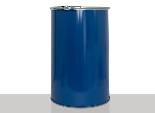 Stahlblech Deckelfass i.l.: 213,0 Liter, Farbe: blau RAL 5010