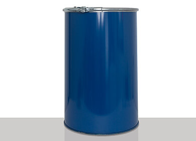 Sheet steel open head drum: 210,5 liter, colour: blue RAL 5010