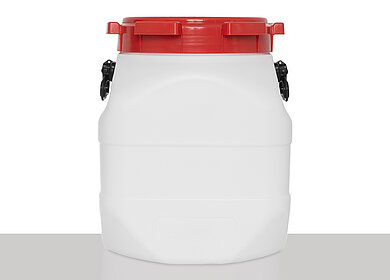Square wide neck drum: 50,0 liter, colour: white