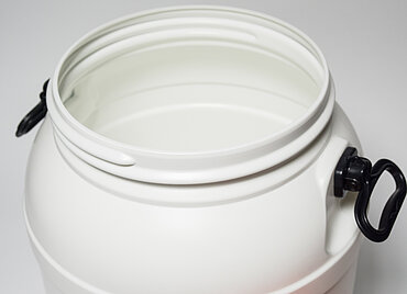 Kunststoff Schraubdeckelfass: 54,0 Liter, Farbe: weiß Kunststoff Schraubdeckelfass: 54,0 Liter, Farbe: weiß