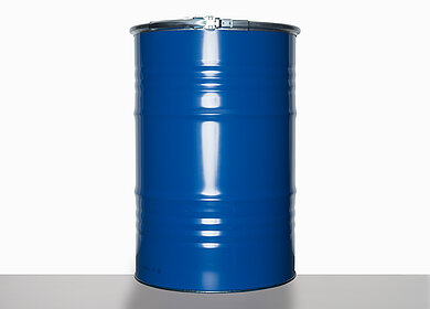 Open head drum with 2 lids: 213,0 liter, colour: blue RAL 5010
