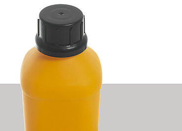 Kunststoff Gefahrgutflasche: 1,0 Liter, Farbe: gelb orange Kunststoff Gefahrgutflasche: 1,0 Liter, Farbe: gelb orange