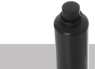 Kunststoff Rundflasche OV 500/28: 500 Milliliter, Farbe: schwarz Kunststoff Rundflasche OV 500/28: 500 Milliliter, Farbe: schwarz
