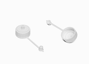 Spritzdeckel Halteband + Käppchen aus HDPE ø 32,0 mm Mündung