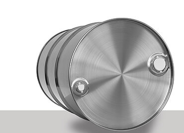 Stainless steel tight head drum: 216,5 liter, colour: matte stainless steel