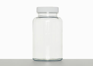 PET-Packer: 250 milliliter, colour: cobalt blue (photo in transparent)