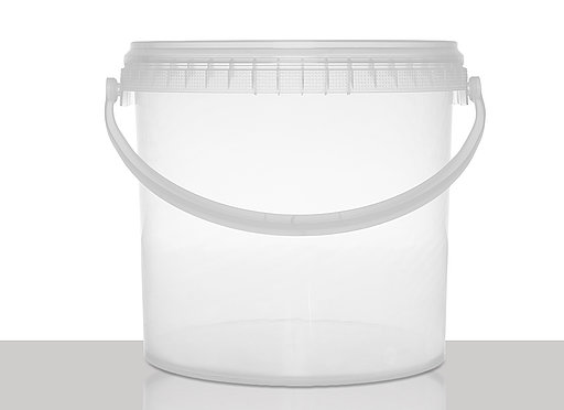 Plastic round bucket: 5,0 liter, colour: clear transparent