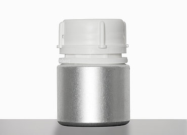 Aluminiumflasche Schrägschulter: 65 Milliliter, Farbe: silbermatt gebeizt