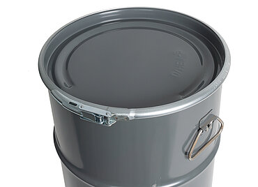 Stahlblech Hobbock zyl.: 60,0 Liter, Farbe: grau RAL 7012 Stahlblech Hobbock zyl.: 60,0 Liter, Farbe: grau RAL 7012