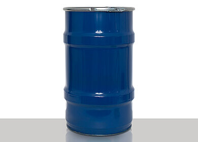 Sheet steel recovery drum: 123,0 liter, colour: blue RAL 5010
