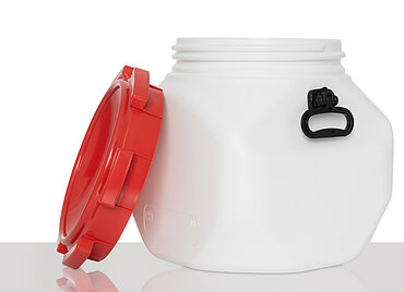 Square wide neck drum: 40,0 liter, colour: white Square wide neck drum: 40,0 liter, colour: white