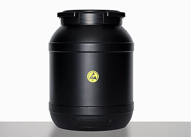 Conductive wide neck drum: 26,0 liter, colour: black