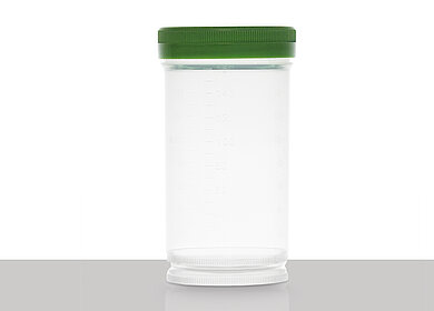 Screw lid cup sterile: 170 milliliter, colour: clear