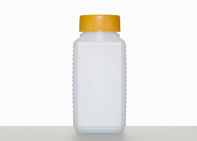 Kunststoff Vierkantflasche: 200 Milliliter, Farbe: natur