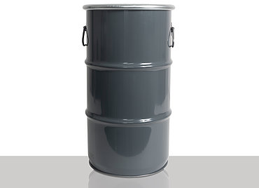 Sheet steel hobbock cylindrical: 30,0 liter, colour: grey RAL 7012