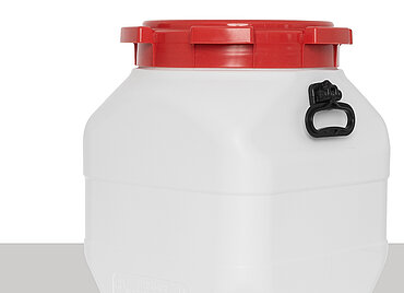 Square wide neck drum: 50,0 liter, colour: white