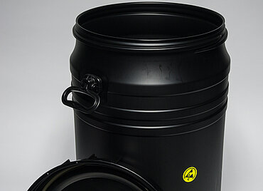 Kunststoff Schraubdeckelfass leitfähig: 75,0 Liter, Farbe: schwarz