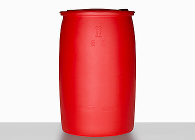 Plastic tight head drum: 220,0 liter, colour: red