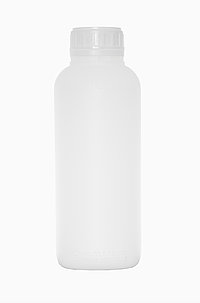 Kunststoff Rundflasche fluoriert: 1,0 Liter, Farbe: natur