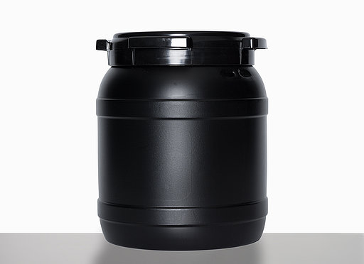 UV resistant wide neck drum: 15,0 liter, colour: black