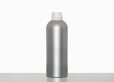Aluminiumflasche Rundschulter plombierbar: 1,3 Liter, Farbe: silbermatt gebeizt