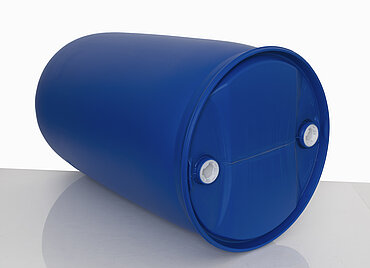 Plastic tight head drum with L-ring: 220,0 liter, colour: blue