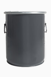 Sheet steel hobbock cylindrical: 20,0 liter, colour: grey RAL 7012