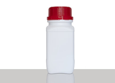 Kunststoff Chemikalienflasche: 250 Milliliter, Farbe: weiß