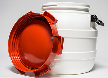 Schraubdeckel Weithalsfass: 41,5 Liter, Farbe: weiß