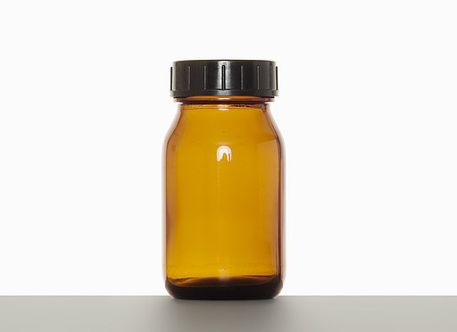 Weithalsglas: 100 Milliliter, Farbe: braun