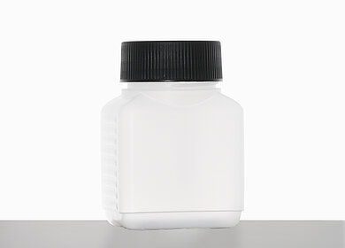 Square bottle: 100 milliliter, colour: natural