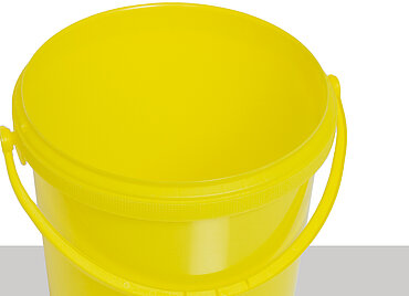 Plastic round bucket: 5,0 liter, colour: yellow
