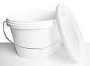 Plastic oval bucket: 5,8 liter, colour: white